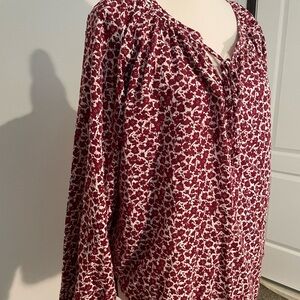 LOFT Burgundy Floral Skirt